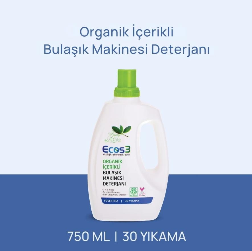 Ecos3 Organik İçerikli Bulaşık Makinesi Deterjanı 750 mL (30 Yıkama) - Ecowell