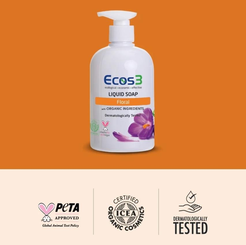 Ecowell Ecos3 Organik İçerikli Sıvı Sabun – Floral 500 mL - Ecowell