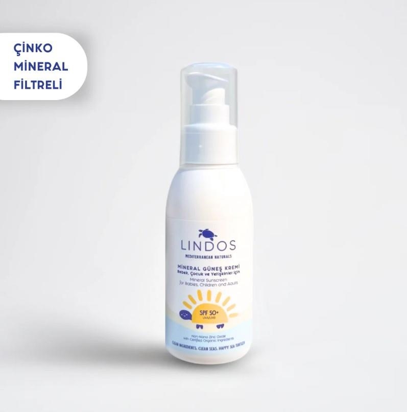 Lindos Organik Mineral Güneş Kremi Non Nano Çinko Oksit SPF50+ (Bebek & Yetişkin) 100 ml - Lindos