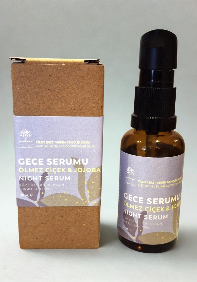 Ölmez Çiçek & Jojoba Gece Serumu Cilde Işıltı Veren Gençlik İksiri - 30ml - Nine And Mine Doğal Yaşam
